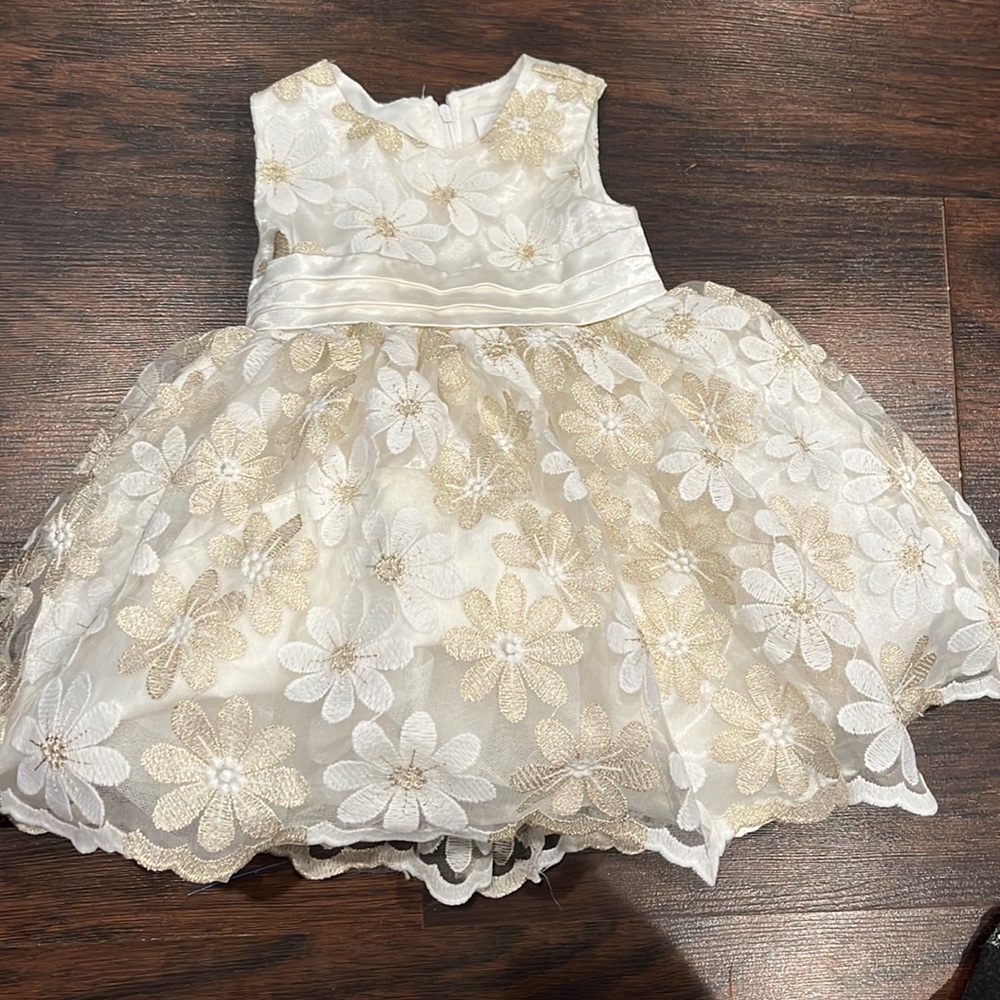 Baby Dress Flower Glitter Print Tule 18M